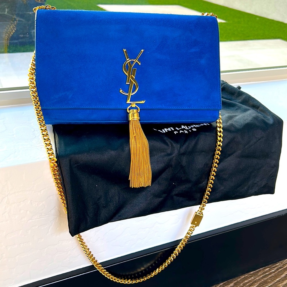 YSL blue suede bag!!